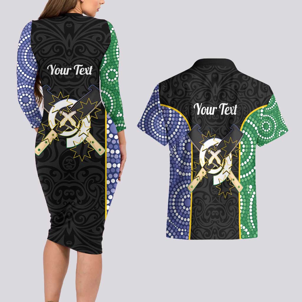 Personalised South Sea Islanders National Recognition Day Couples Matching Long Sleeve Bodycon Dress and Hawaiian Shirt Australia Aboriginal Vanuatu Pig Tusk