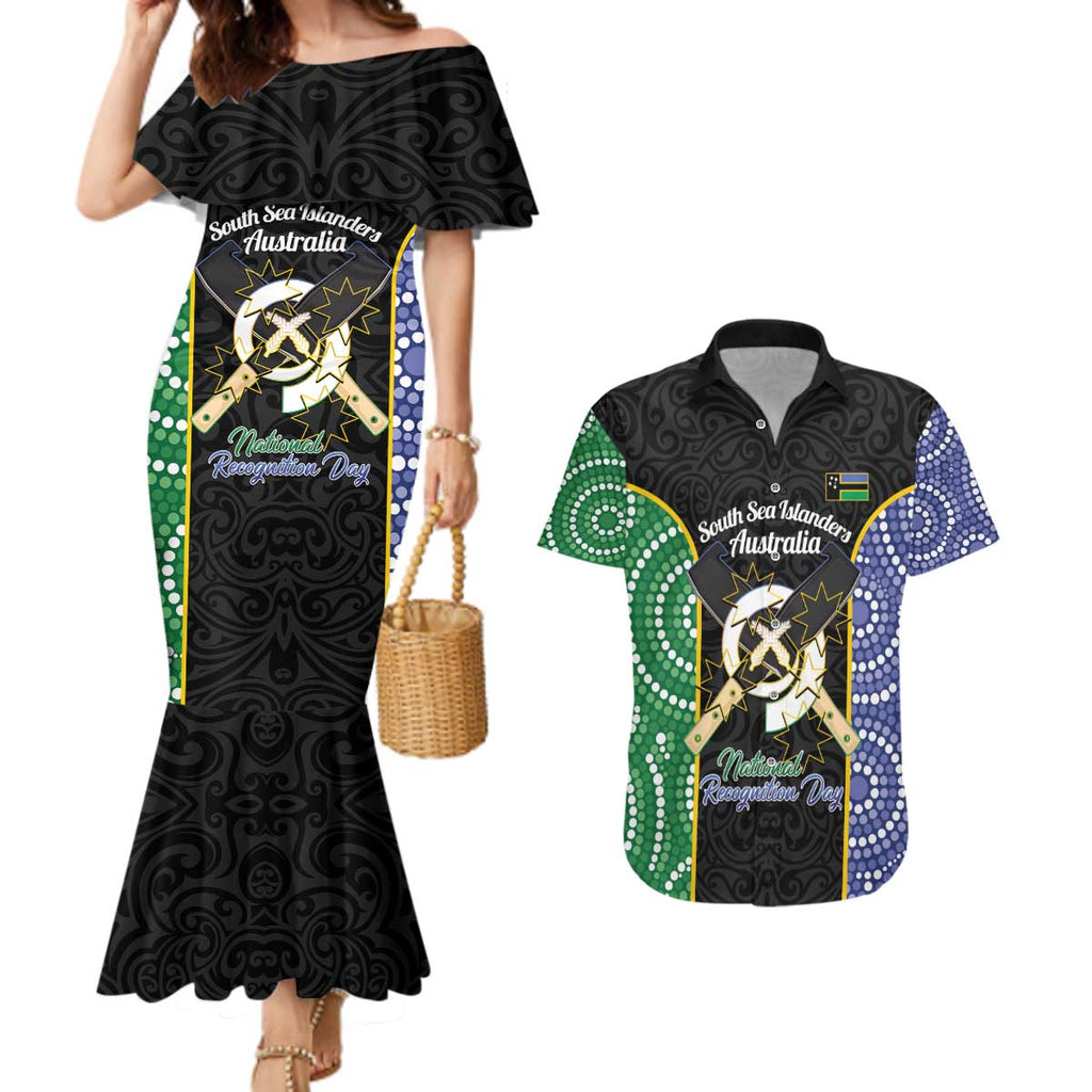 Personalised South Sea Islanders National Recognition Day Couples Matching Mermaid Dress and Hawaiian Shirt Australia Aboriginal Vanuatu Pig Tusk