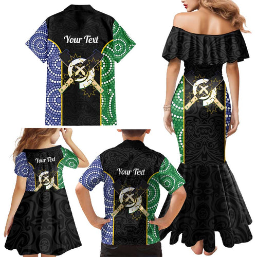 Personalised South Sea Islanders National Recognition Day Family Matching Mermaid Dress and Hawaiian Shirt Australia Aboriginal Vanuatu Pig Tusk