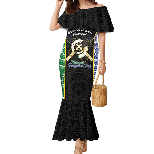 Personalised South Sea Islanders National Recognition Day Family Matching Mermaid Dress and Hawaiian Shirt Australia Aboriginal Vanuatu Pig Tusk