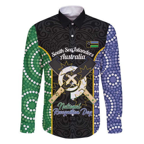 Personalised South Sea Islanders National Recognition Day Family Matching Off The Shoulder Long Sleeve Dress and Hawaiian Shirt Australia Aboriginal Vanuatu Pig Tusk