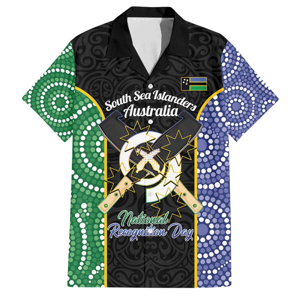 Personalised South Sea Islanders National Recognition Day Family Matching Off Shoulder Short Dress and Hawaiian Shirt Australia Aboriginal Vanuatu Pig Tusk