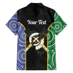 Personalised South Sea Islanders National Recognition Day Family Matching Off Shoulder Short Dress and Hawaiian Shirt Australia Aboriginal Vanuatu Pig Tusk