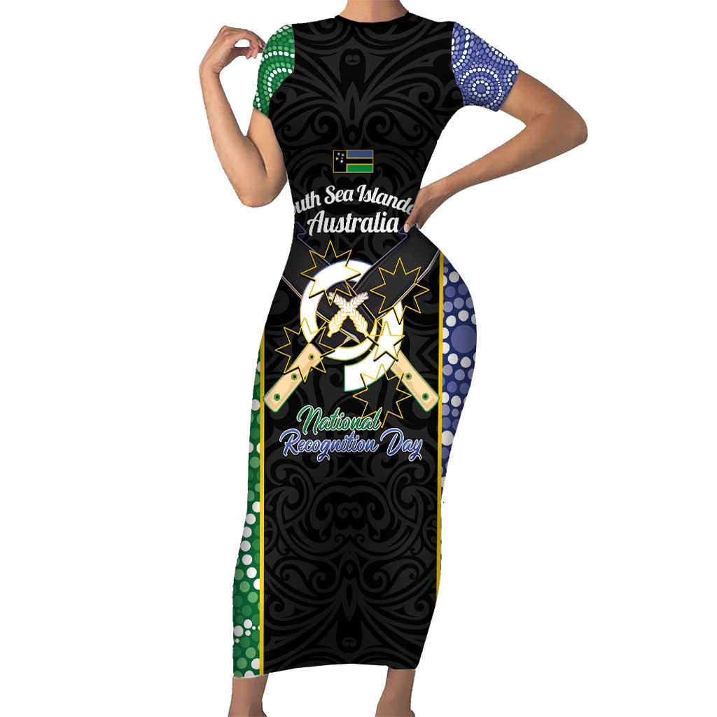 Personalised South Sea Islanders National Recognition Day Family Matching Short Sleeve Bodycon Dress and Hawaiian Shirt Australia Aboriginal Vanuatu Pig Tusk