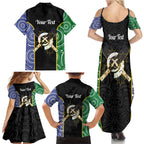 Personalised South Sea Islanders National Recognition Day Family Matching Summer Maxi Dress and Hawaiian Shirt Australia Aboriginal Vanuatu Pig Tusk