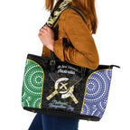 Personalised South Sea Islanders National Recognition Day Leather Tote Bag Australia Aboriginal Vanuatu Pig Tusk