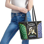 Personalised South Sea Islanders National Recognition Day Leather Tote Bag Australia Aboriginal Vanuatu Pig Tusk