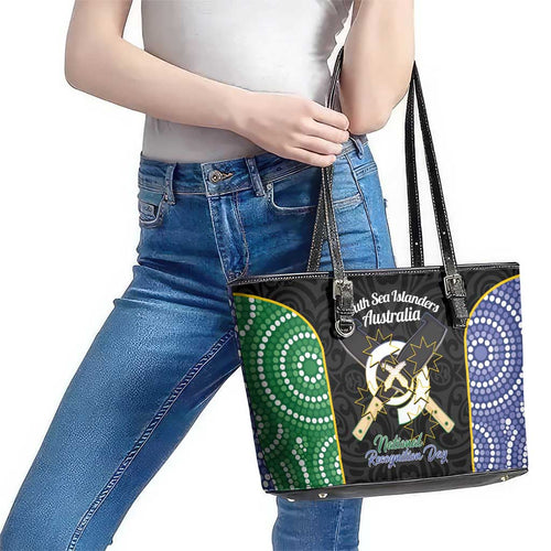 Personalised South Sea Islanders National Recognition Day Leather Tote Bag Australia Aboriginal Vanuatu Pig Tusk