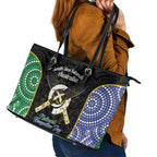 Personalised South Sea Islanders National Recognition Day Leather Tote Bag Australia Aboriginal Vanuatu Pig Tusk