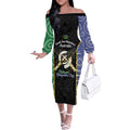 Personalised South Sea Islanders National Recognition Day Off The Shoulder Long Sleeve Dress Australia Aboriginal Vanuatu Pig Tusk