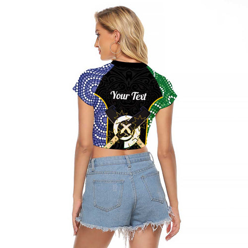 Personalised South Sea Islanders National Recognition Day Raglan Cropped T Shirt Australia Aboriginal Vanuatu Pig Tusk
