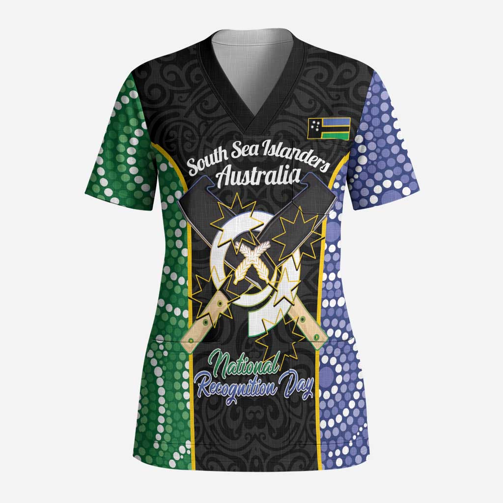 Personalised South Sea Islanders National Recognition Day Scrub Top Australia Aboriginal Vanuatu Pig Tusk - Aussie Hoodie