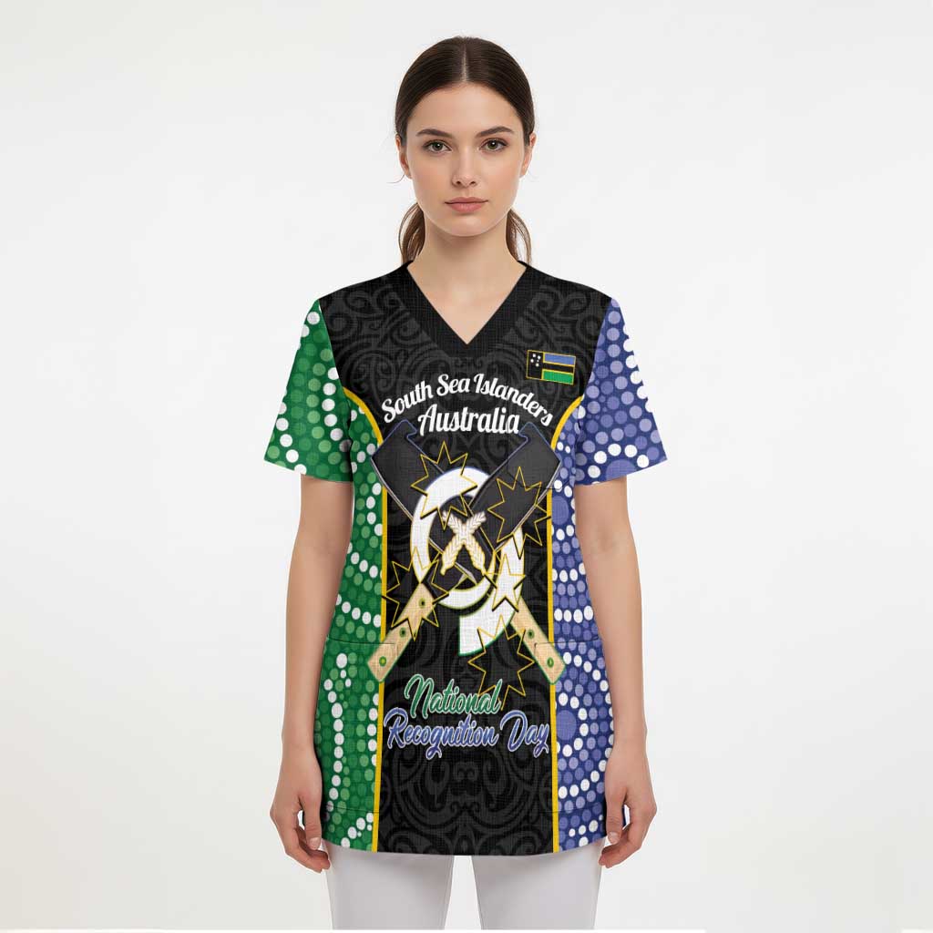 Personalised South Sea Islanders National Recognition Day Scrub Top Australia Aboriginal Vanuatu Pig Tusk - Aussie Hoodie