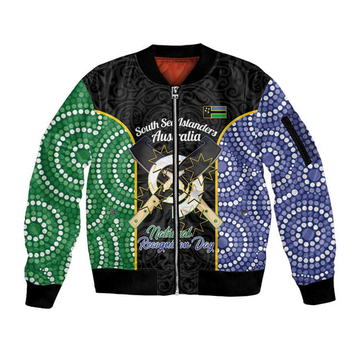 Personalised South Sea Islanders National Recognition Day Sleeve Zip Bomber Jacket Australia Aboriginal Vanuatu Pig Tusk