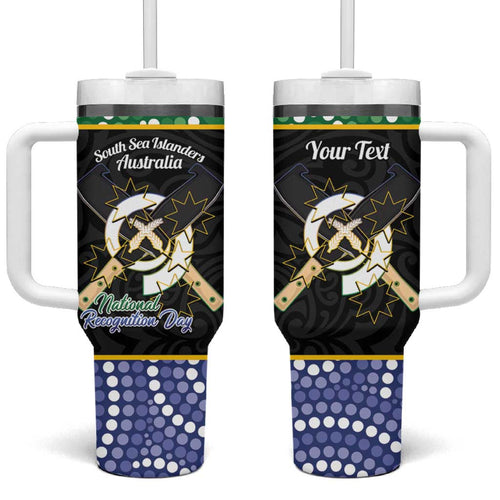 Personalised South Sea Islanders National Recognition Day Tumbler With Handle Australia Aboriginal Vanuatu Pig Tusk