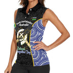 Personalised South Sea Islanders National Recognition Day Women Sleeveless Polo Shirt Australia Aboriginal Vanuatu Pig Tusk