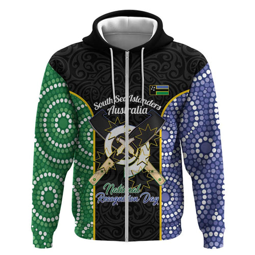 Personalised South Sea Islanders National Recognition Day Zip Hoodie Australia Aboriginal Vanuatu Pig Tusk