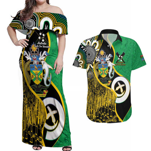 Australian South Sea Islanders National Recognition Day Couples Matching Off Shoulder Maxi Dress and Hawaiian Shirt Solomon Islands And Vanuatu Culture