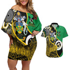 Australian South Sea Islanders National Recognition Day Couples Matching Off Shoulder Short Dress and Hawaiian Shirt Solomon Islands And Vanuatu Culture