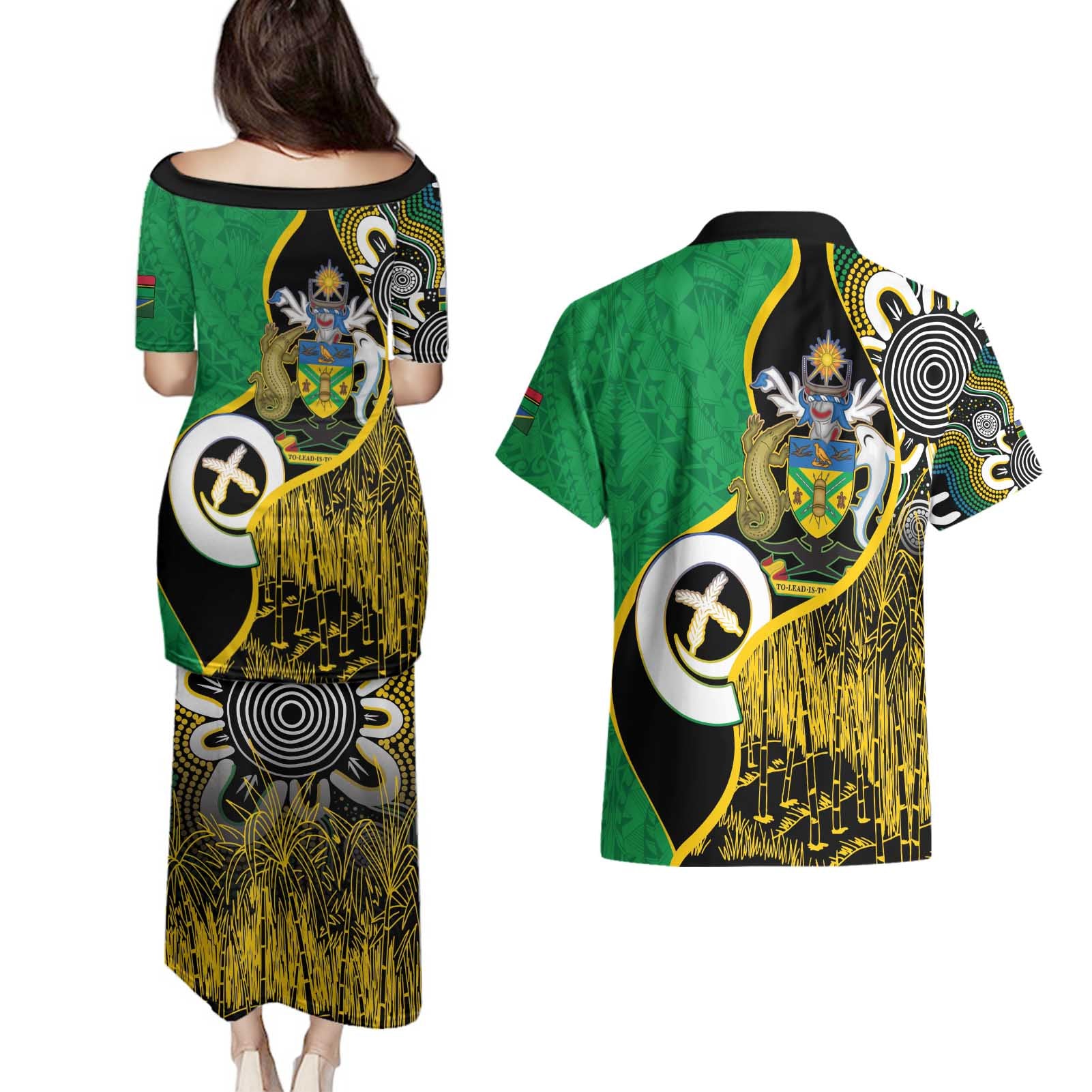 Australian South Sea Islanders National Recognition Day Couples Matching Puletasi and Hawaiian Shirt Solomon Islands And Vanuatu Culture