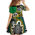 Australian South Sea Islanders National Recognition Day Family Matching Off The Shoulder Long Sleeve Dress and Hawaiian Shirt Solomon Islands And Vanuatu Culture