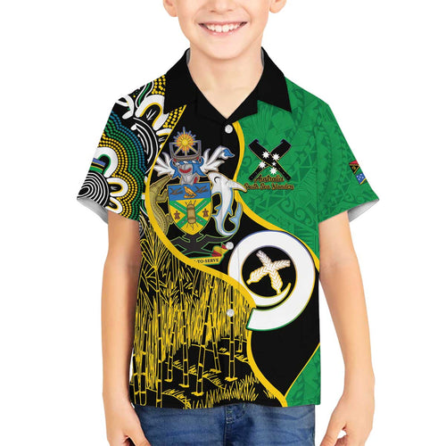 Australian South Sea Islanders National Recognition Day Family Matching Off The Shoulder Long Sleeve Dress and Hawaiian Shirt Solomon Islands And Vanuatu Culture