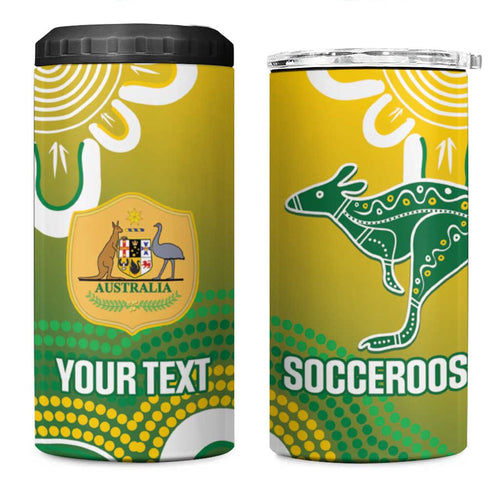 Custom Australia Socceroos Football 4 in 1 Can Cooler Tumbler Come On Aussie