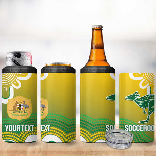 Custom Australia Socceroos Football 4 in 1 Can Cooler Tumbler Come On Aussie