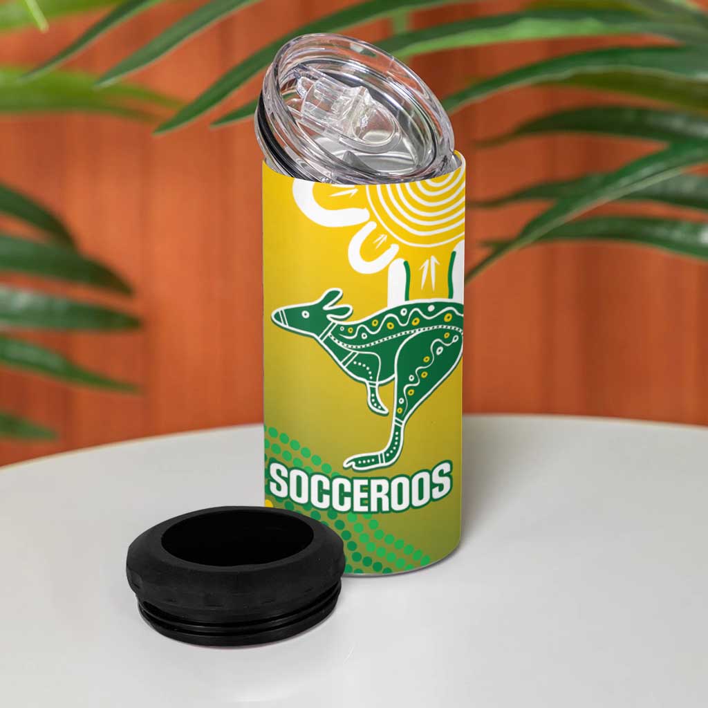 Custom Australia Socceroos Football 4 in 1 Can Cooler Tumbler Come On Aussie