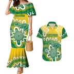 Custom Australia Socceroos Football Couples Matching Mermaid Dress and Hawaiian Shirt Come On Aussie