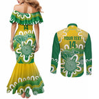 Custom Australia Socceroos Football Couples Matching Mermaid Dress and Long Sleeve Button Shirt Come On Aussie