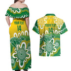 Custom Australia Socceroos Football Couples Matching Off Shoulder Maxi Dress and Hawaiian Shirt Come On Aussie