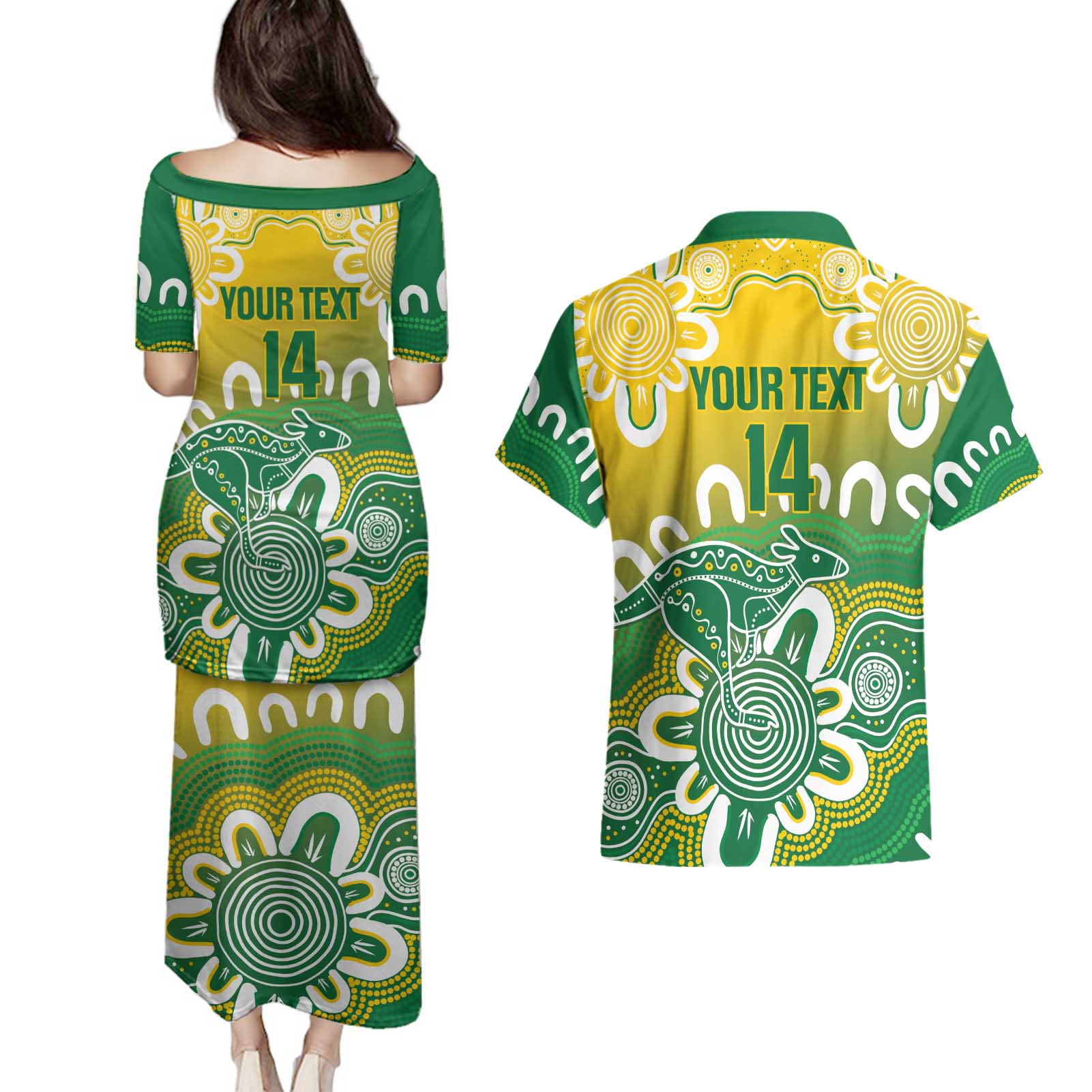 Custom Australia Socceroos Football Couples Matching Puletasi and Hawaiian Shirt Come On Aussie
