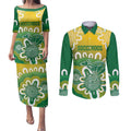 Custom Australia Socceroos Football Couples Matching Puletasi and Long Sleeve Button Shirt Come On Aussie