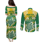 Custom Australia Socceroos Football Couples Matching Puletasi and Long Sleeve Button Shirt Come On Aussie