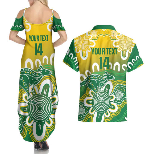 Custom Australia Socceroos Football Couples Matching Summer Maxi Dress and Hawaiian Shirt Come On Aussie