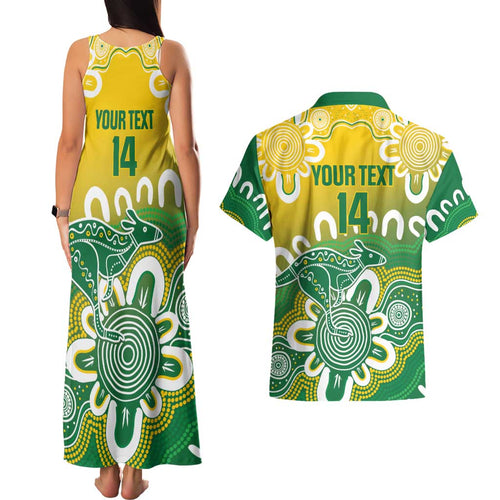 Custom Australia Socceroos Football Couples Matching Tank Maxi Dress and Hawaiian Shirt Come On Aussie