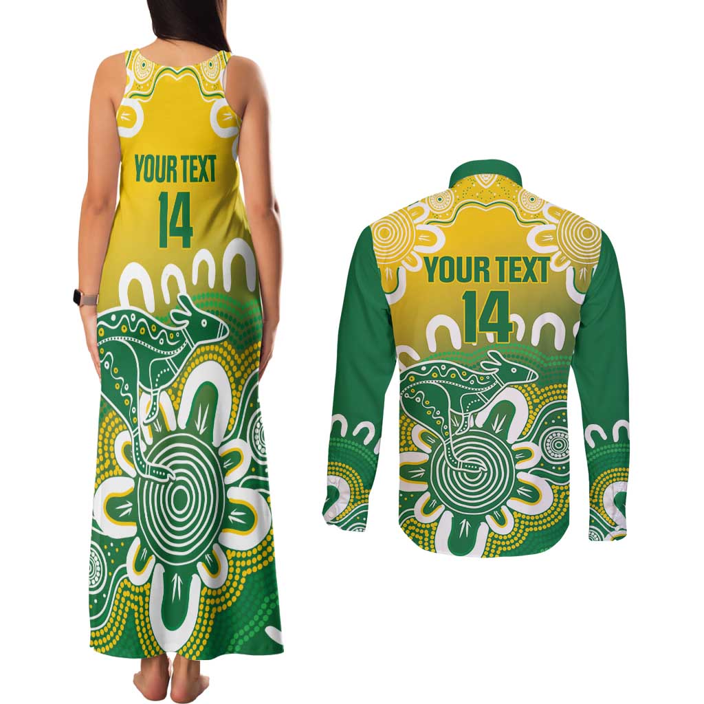 Custom Australia Socceroos Football Couples Matching Tank Maxi Dress and Long Sleeve Button Shirt Come On Aussie