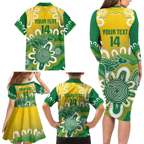 Custom Australia Socceroos Football Family Matching Long Sleeve Bodycon Dress and Hawaiian Shirt Come On Aussie