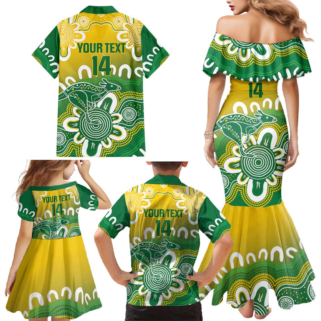 Custom Australia Socceroos Football Family Matching Mermaid Dress and Hawaiian Shirt Come On Aussie