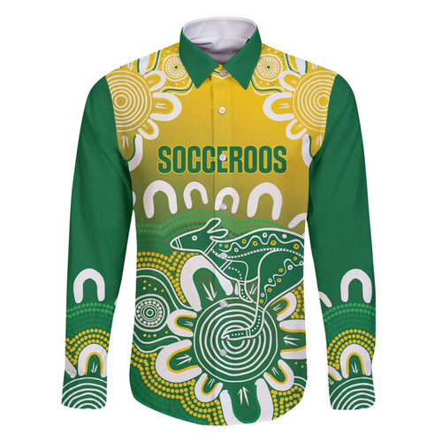 Custom Australia Socceroos Football Family Matching Off The Shoulder Long Sleeve Dress and Hawaiian Shirt Come On Aussie