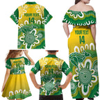 Custom Australia Socceroos Football Family Matching Off Shoulder Maxi Dress and Hawaiian Shirt Come On Aussie