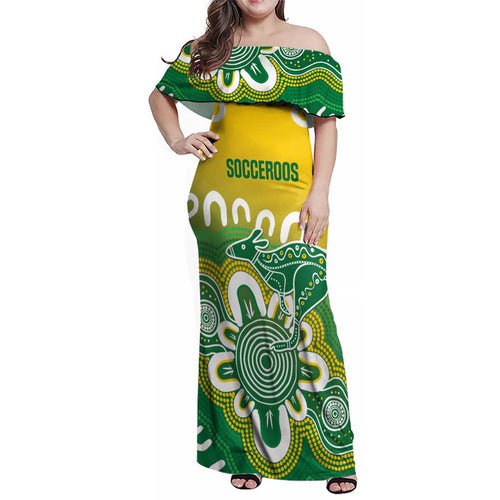 Custom Australia Socceroos Football Family Matching Off Shoulder Maxi Dress and Hawaiian Shirt Come On Aussie