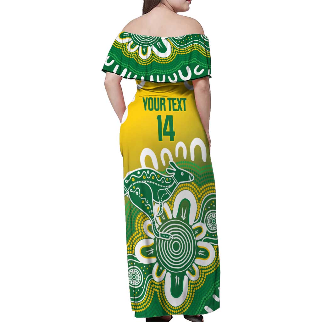 Custom Australia Socceroos Football Family Matching Off Shoulder Maxi Dress and Hawaiian Shirt Come On Aussie