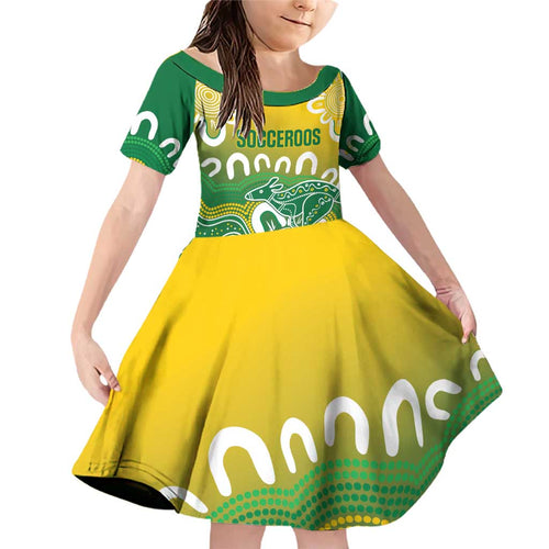 Custom Australia Socceroos Football Family Matching Off Shoulder Short Dress and Hawaiian Shirt Come On Aussie