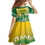 Custom Australia Socceroos Football Family Matching Off Shoulder Short Dress and Hawaiian Shirt Come On Aussie