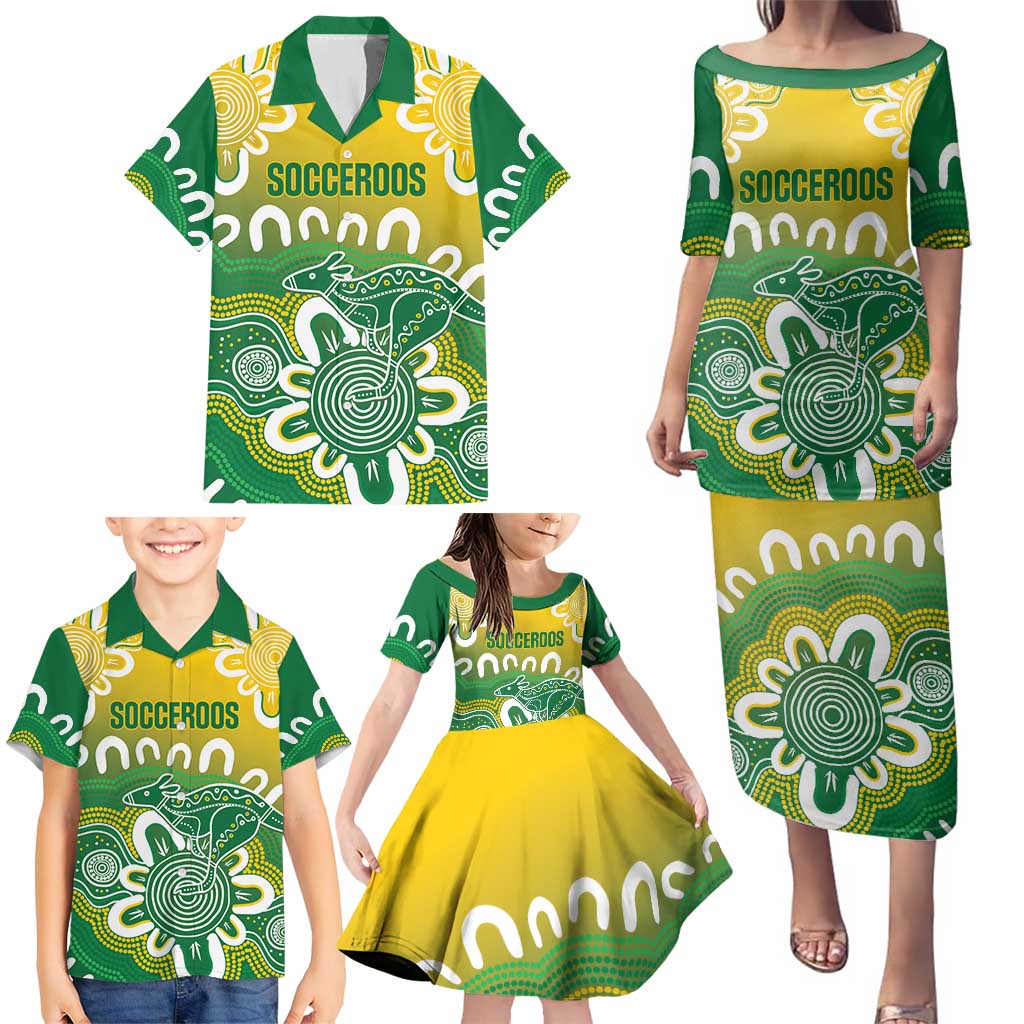 Custom Australia Socceroos Football Family Matching Puletasi and Hawaiian Shirt Come On Aussie