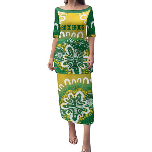 Custom Australia Socceroos Football Family Matching Puletasi and Hawaiian Shirt Come On Aussie