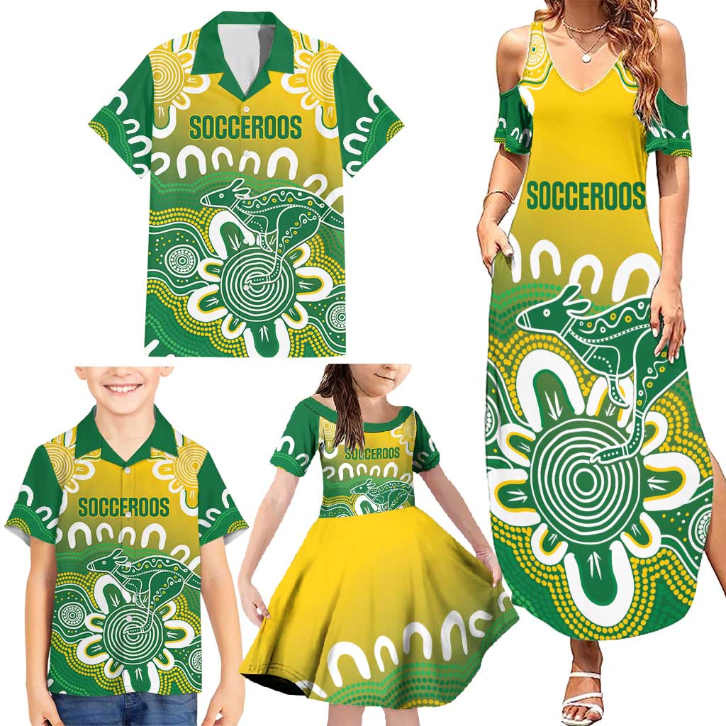 Custom Australia Socceroos Football Family Matching Summer Maxi Dress and Hawaiian Shirt Come On Aussie