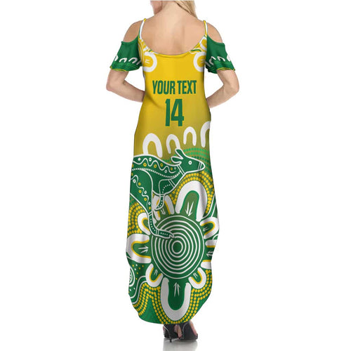 Custom Australia Socceroos Football Family Matching Summer Maxi Dress and Hawaiian Shirt Come On Aussie